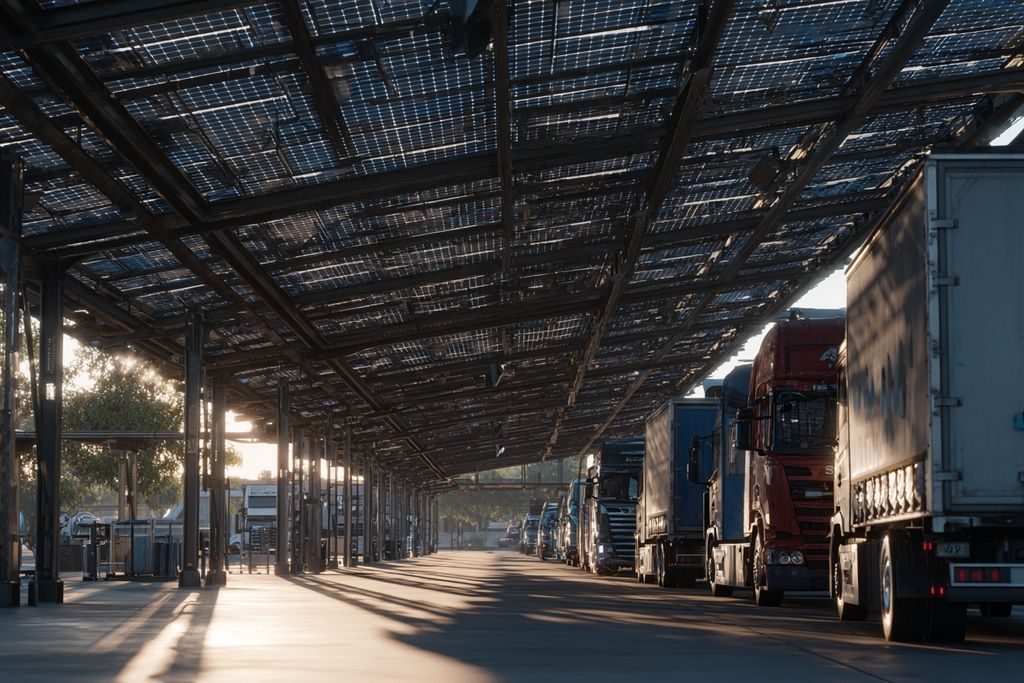Faire une ombrière photovoltaïque pour protéger ses camions : bonne ou mauvaise idée ?